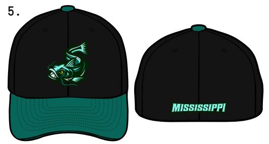 On-Field Team Hat - Swimming Fish - Black/Teal