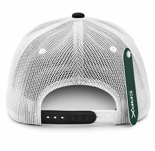 Adjustable Mesh Back Hat - Swimming Fish - Black/White