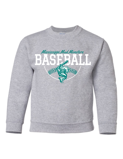 Youth Crewneck - Baseball Outline - Grey
