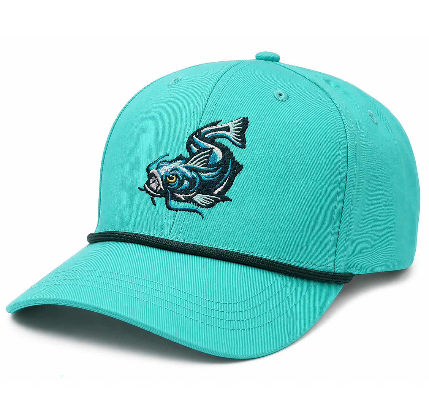 Teal Rope Front Hat - Swimming Fish
