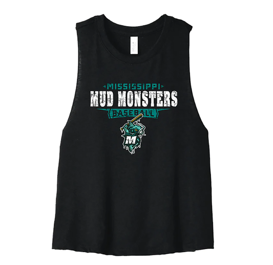 Ladies Crop Racerback Tank Top- Black