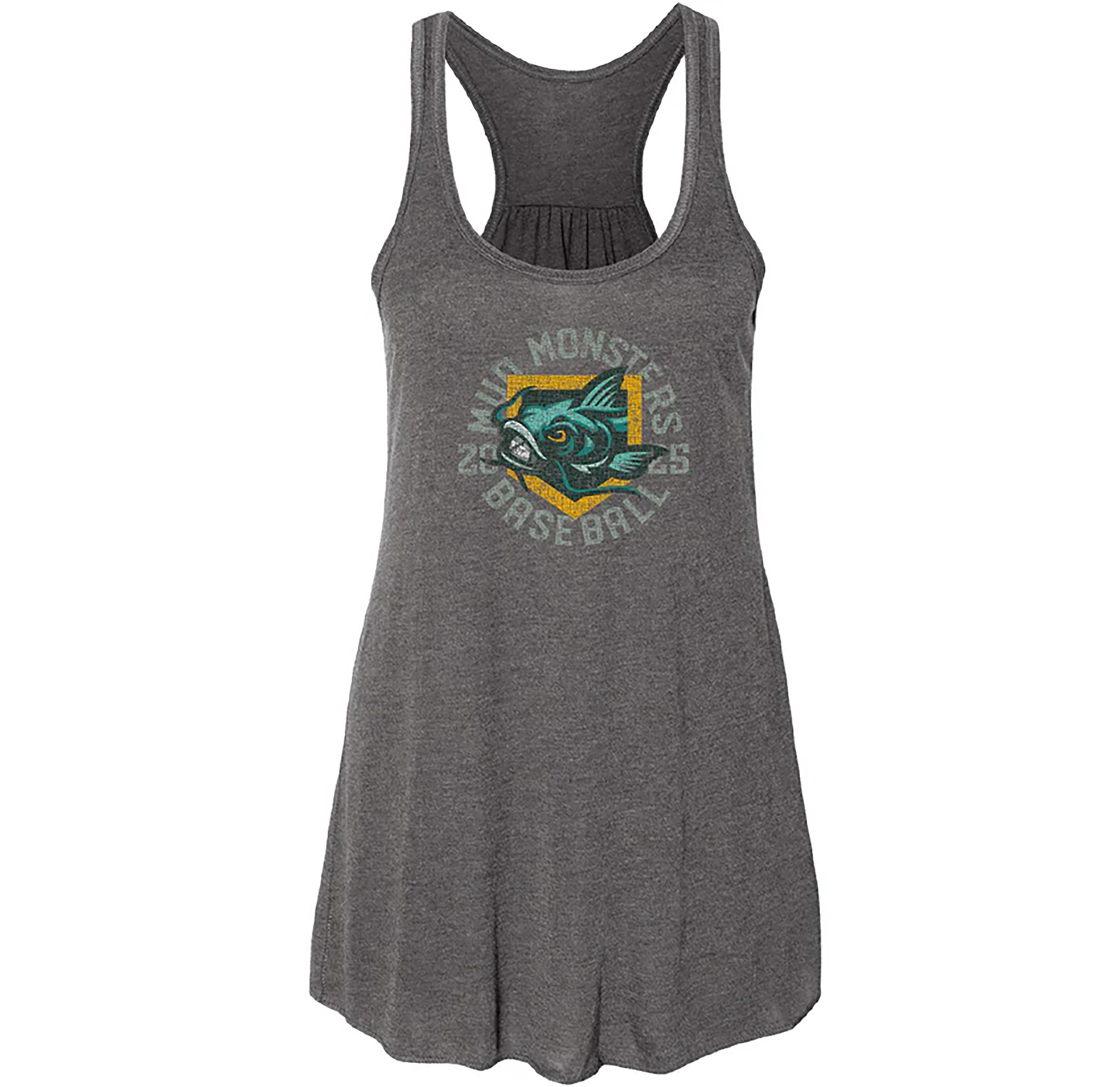 Ladies Flowy Racerback Tank- Dark Grey Heather