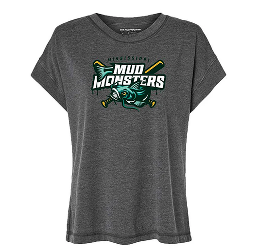 Ladies Vintage Wash Tee - Primary Logo - Washed Black