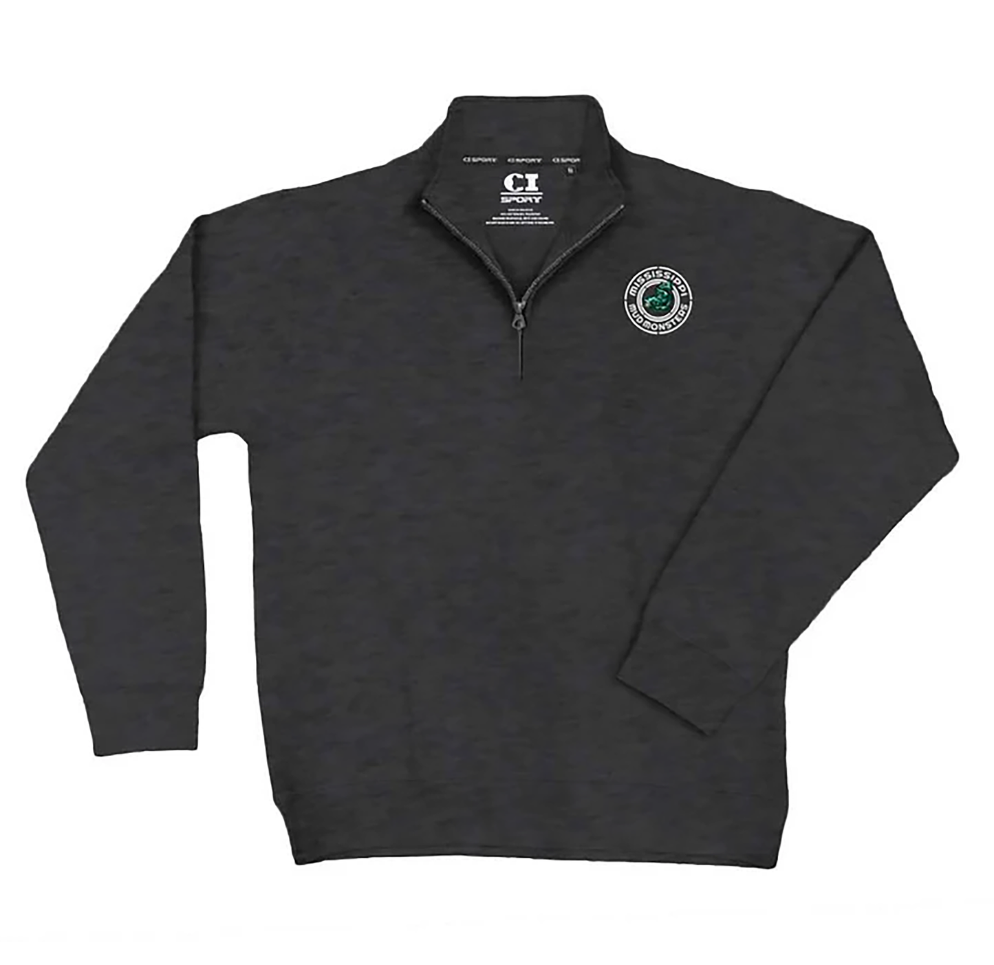 Quarter Zip - Swimming Fish - Charcoal