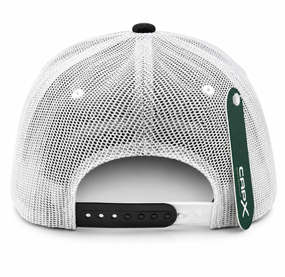 Adjustable Mesh Back Hat - Swimming Fish - Black/White