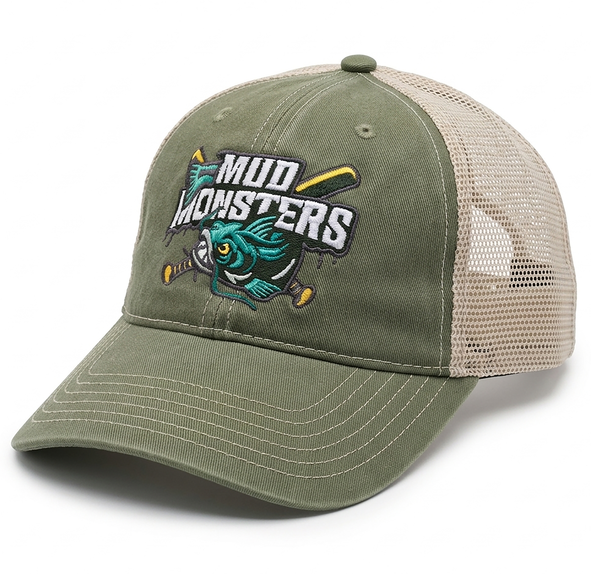 monsters cap 1 Stone Washed Trucker Hat - Primary Logo